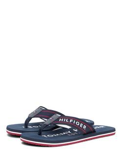 Tommy Hilfiger Webbing Strap Logo Flip-Flops, Dark Blue - view 2, Dark Blue