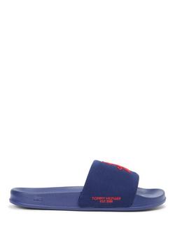 Tommy Hilfiger Embroidered Slides, Dark Blue, Dark Blue