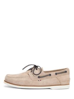 Tommy Hilfiger Suede Boat Shoes, Beige, Beige