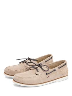 Tommy Hilfiger Suede Boat Shoes, Beige - view 2, Beige