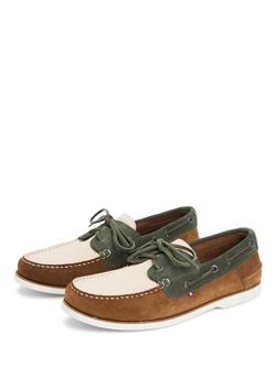 Tommy Hilfiger Suede Boat Shoes, Brown/Multi - view 2, Brown/Multi