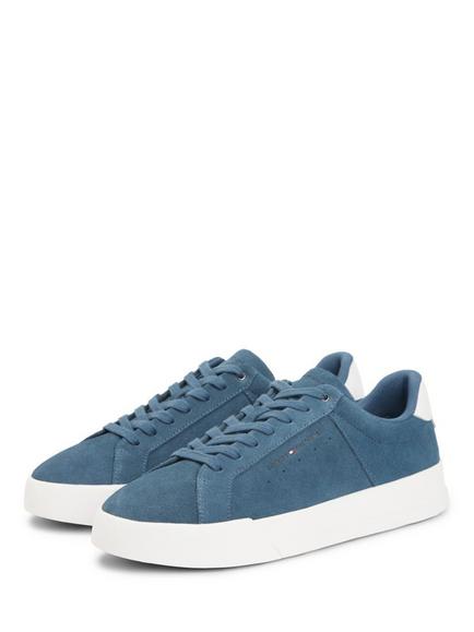 Tommy Hilfiger Suede Court Trainer, Dark Blue - view 2, Dark Blue
