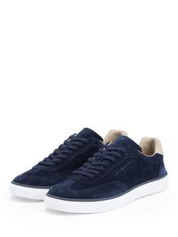 Tommy Hilfiger Low-Cut Suede Trainer, Dark Blue - view 2, Dark Blue