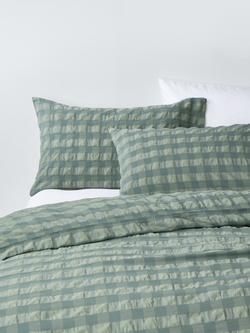 John Lewis Chunky Seersucker Duvet Cover Set, Nettle