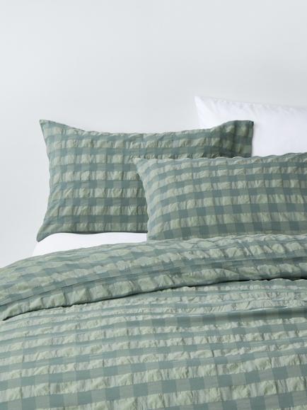 John Lewis Chunky Seersucker Duvet Cover Set, Nettle