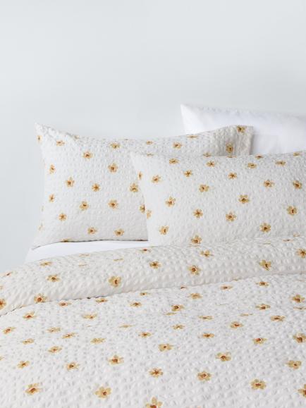 John Lewis Daisy Seersucker Cotton Blend Duvet Cover Set, Multi, Multi