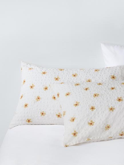 John Lewis Daisy Seersucker Cotton Blend Duvet Cover Set, Multi - view 2, Multi