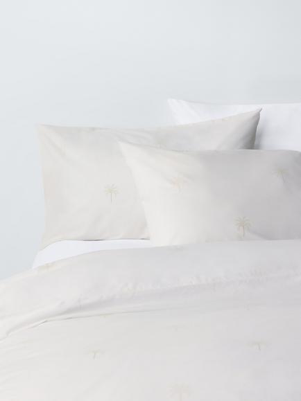John Lewis Palm Cotton Rich Duvet Cover Set, Natural, Natural
