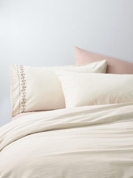 John Lewis Georgie Floral Stripe Duvet Cover Set, Natural, Multi