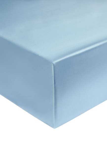 Gingerlily Mulberry Silk Fitted Sheets, Summerhill Blue / Ivory