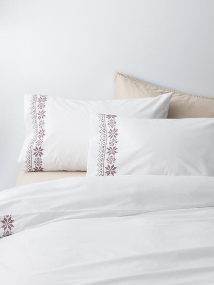 John Lewis Noel Pure Cotton Percale Duvet Cover Set, White/Multi, Multi