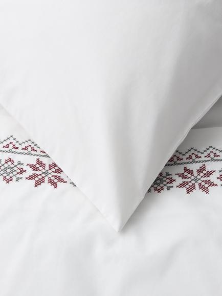 John Lewis Noel Pure Cotton Percale Duvet Cover Set, White/Multi - view 2, Multi