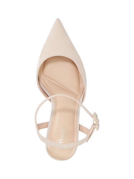 Dune London Channel Wide Fit Buckle Detail Stiletto Heel Court Shoes, Blush - view 2, Blush