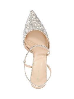 Dune London Charmed Wide Fit Asymmetric Strap Pointed Court Shoes, Gold - view 2, Gold