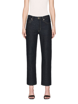 FRAME The Hang Mid Rise Straight Jeans, Dark Blue Rinse - view 2, Dark Blue Rinse