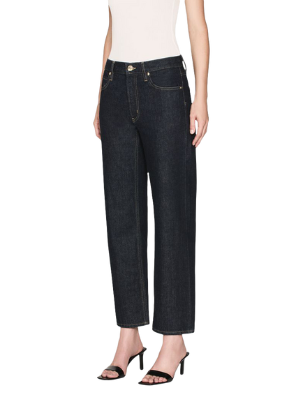 FRAME The Hang Mid Rise Straight Jeans, Dark Blue Rinse - view 2, Dark Blue Rinse