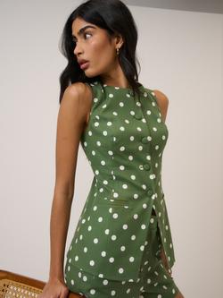 Nobody's Child Louise Immy Polka Dot Longline Waistcoat, Green/White - view 2, Green