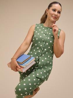 Nobody's Child Louise Immy Polka Dot Longline Waistcoat, Green/White, Green