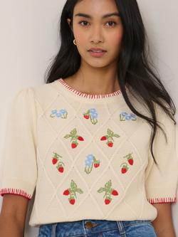 Nobody's Child Strawberry Knit Top, Cream/Multi, Cream/Multi