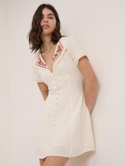 Nobody's Child Louise Lillian Linen Rich Mini Dress, White/Multi - view 2, White