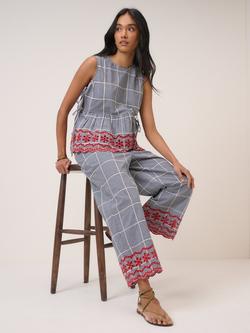 Nobody's Child Petite Louise Gingham Wide Leg Trousers, Multi - view 2, Multi