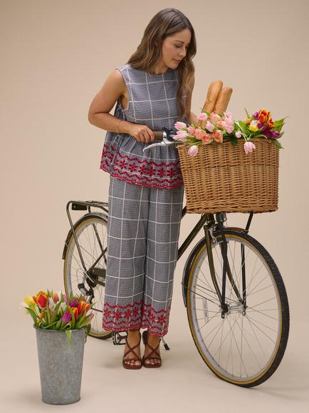 Nobody's Child Petite Louise Gingham Wide Leg Trousers, Multi, Multi