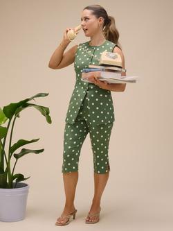 Nobody's Child Louise Polka Dot Capri Trousers, Green/White, Green