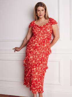 Live Unlimited Floral Ruffle Maxi Dress, Red, Red