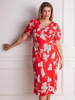 Live Unlimited V-Neck Floral Midi Dress, Red - view 2, Red