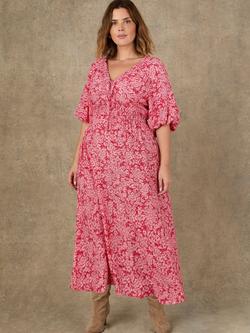 Live Unlimited Ditsy Ruffle Midi Dress, Pink, Pink