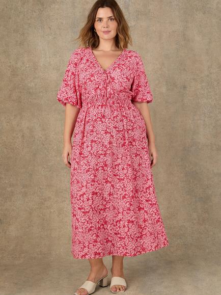 Live Unlimited Ditsy Ruffle Midi Dress, Pink - view 2, Pink