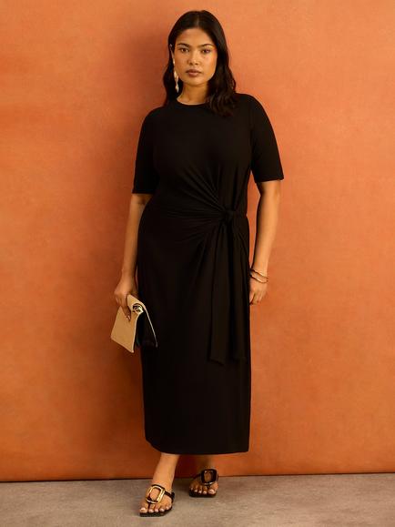 Live Unlimited Tie Waist Maxi Dress, Black, Black