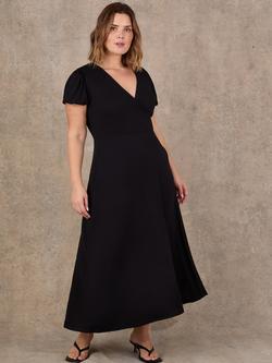 Live Unlimited Petite Wrap Front Short Sleeve Midaxi Dress, Black - view 2, Black