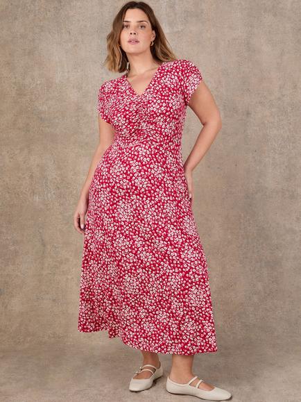 Live Unlimited Petite Ditsy Print Jersey Dress, Red, Red