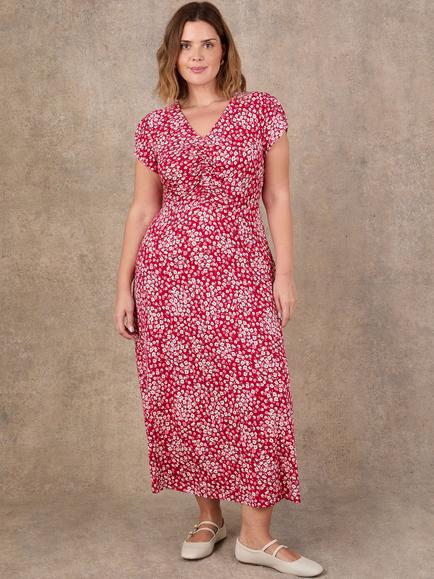 Live Unlimited Petite Ditsy Print Jersey Dress, Red - view 2, Red