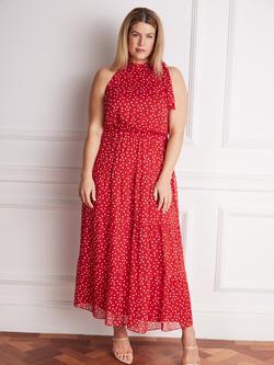Live Unlimited Polka Dot Maxi Dress, Red - view 2, Red