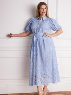 Live Unlimited Belted Lace Shirt Dress - view 2, Blue