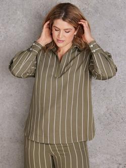 Live Unlimited Relaxed Vertical Stripe Shirt, Green - view 2, Green
