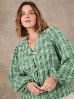 Live Unlimited Check Bow Front Top, Green - view 2, Green