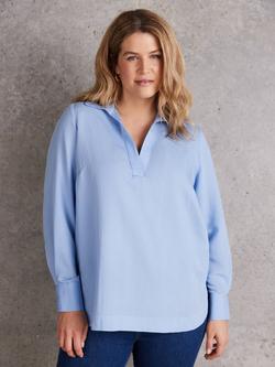 Live Unlimited Collar Neck Long Sleeve Top, Blue - view 2, Blue