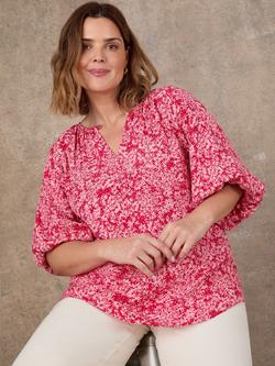 Live Unlimited Ditsy Print Puff Sleeve Top, Pink, Pink