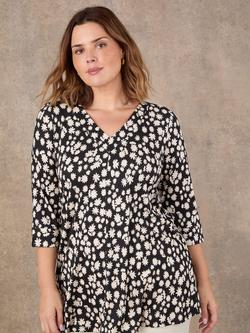 Live Unlimited V-Neck Floral Top, Black, Black