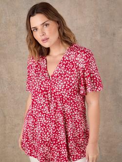 Live Unlimited V-Neck Floral Top, Red, Red