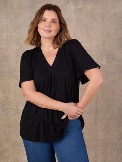 Live Unlimited V-Neck Flutter Sleeve Top, Black - view 2, Black