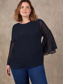 Live Unlimited Overlay Wide Sleeve Top, Black, Black