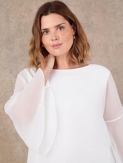 Live Unlimited Overlay Wide Sleeve Top, White - view 2, White