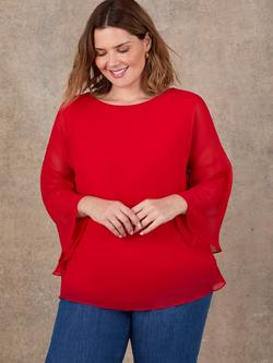 Live Unlimited Overlay Wide Sleeve Top, Red, Red