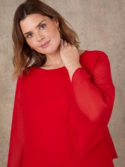 Live Unlimited Overlay Wide Sleeve Top, Red - view 2, Red