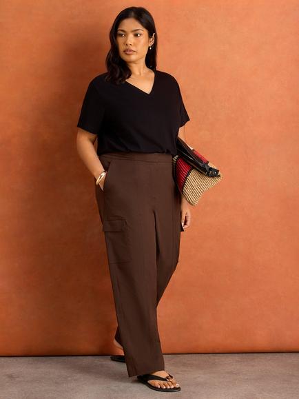 Live Unlimited Straight Utility Style Leg Trousers, Brown, Brown