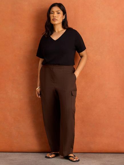 Live Unlimited Straight Utility Style Leg Trousers, Brown - view 2, Brown